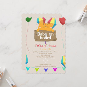 Invitación Baby Shower de gato para bebé