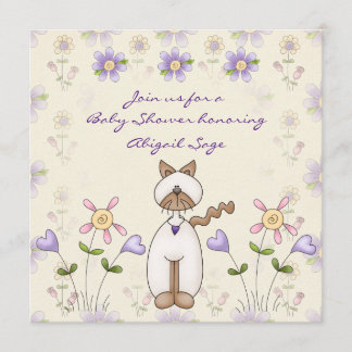 Invitación Baby Shower de gatos y flores