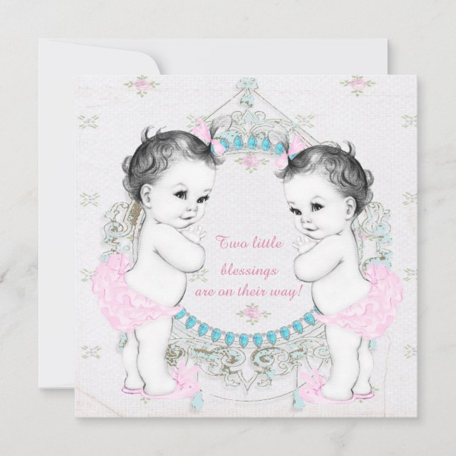 Invitación Baby Shower de Gemelas (Anverso)