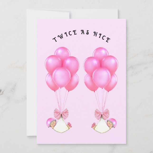 Invitación Baby Shower de gemelos chicas (Anverso)