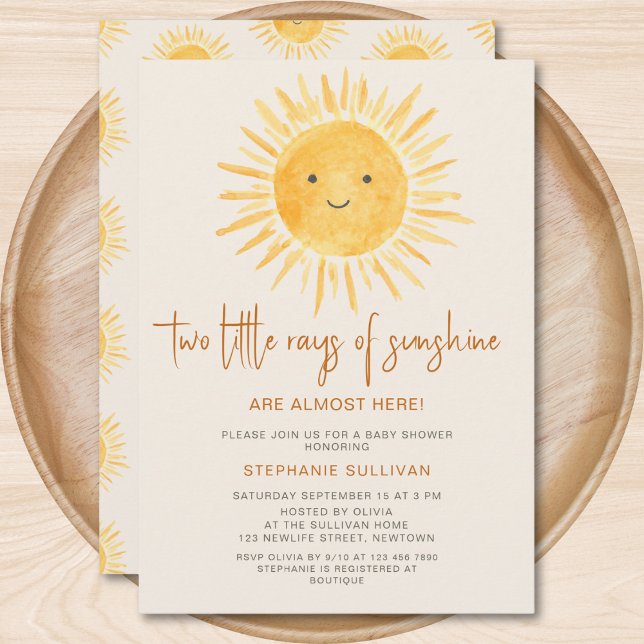 Invitación Baby Shower de gemelos con temática solar (Subido por el creador)