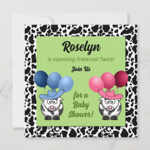 Invitación Baby Shower de gemelos fraternales verdes