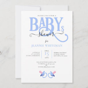 INVITACIÓN BABY SHOWER DE GEMELOS NIÑO AZUL CON CHUPETE  