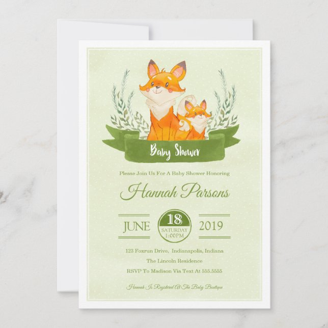 Invitación Baby Shower de Gender Neutral Woodland  (Anverso)
