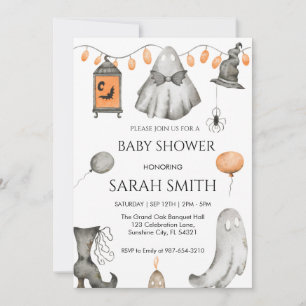 Invitación Baby Shower de Ghost Halloween invita a Baby Showe