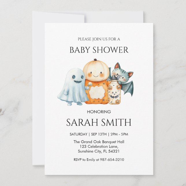 Invitación Baby Shower de Ghost Halloween invita a Baby Showe (Anverso)
