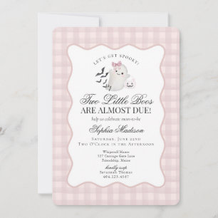 Invitación Baby Shower de Ghost Twins de Gingham Preppy Pink
