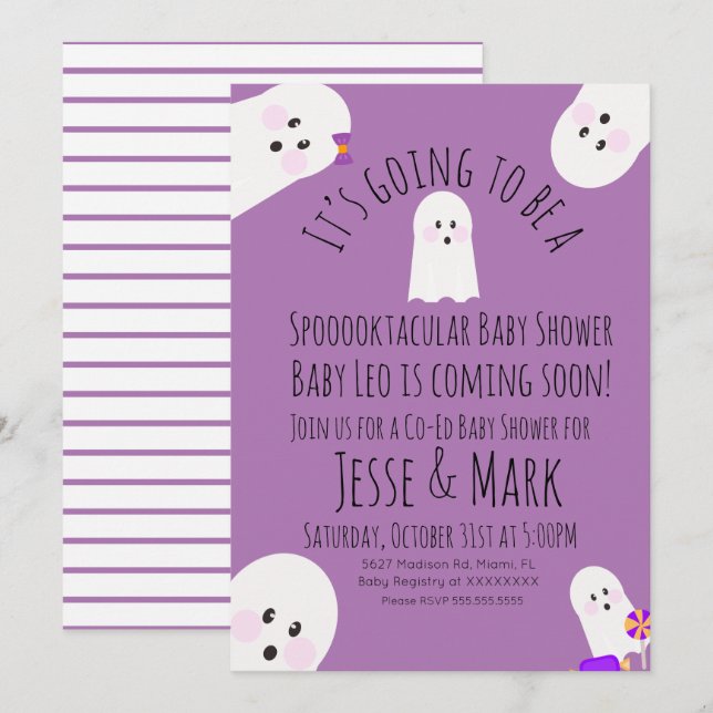 Invitación Baby Shower de Ghoul Ghost moderno (Anverso / Reverso)