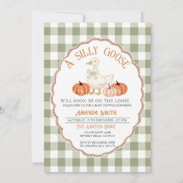Invitación Baby Shower de Gingham Green Fall Silly Goose
