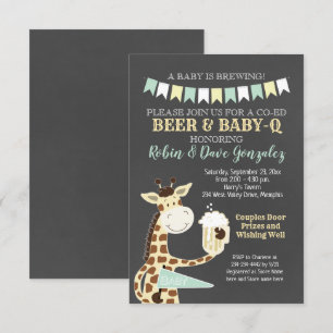 Invitación Baby Shower de Giraffe Baby-Q Couples