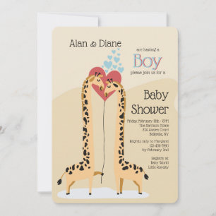 Invitación Baby Shower de Giraffe Couple Boy