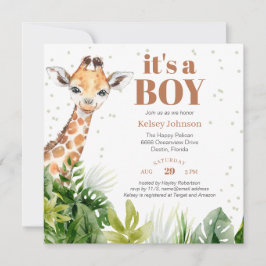 Invitación Baby Shower de Giraffe Jungle Safari Boy