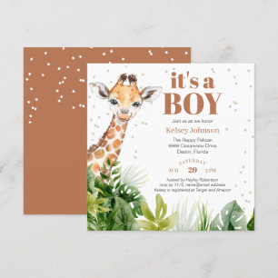 Invitación Baby Shower de Giraffe Jungle Safari Boy