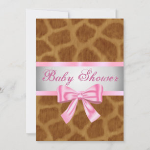 Invitación Baby Shower de Giraffe Print Bow rosa