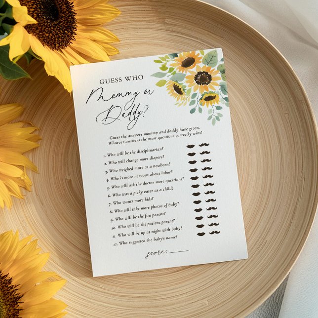Invitación Baby Shower de girasol adivina quién es mamá o pap (Subido por el creador)