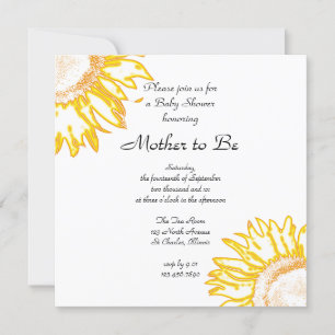 Invitación Baby Shower de girasol amarillo neón