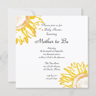 Invitación Baby Shower de girasol amarillo neón