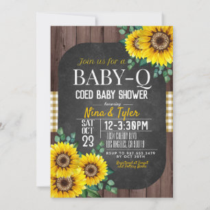 Invitación Baby Shower de girasol Baby-Q