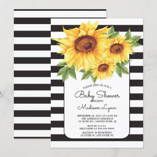 Invitación Baby Shower de girasol de banda moderna