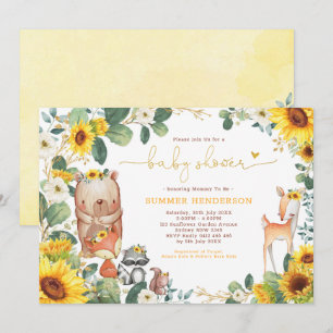 Invitación Baby Shower de girasol de los animales de moda de 