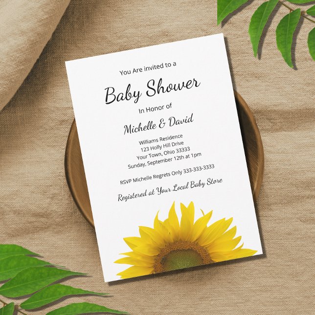 Invitación Baby Shower de girasol moderno género neutro (Subido por el creador)