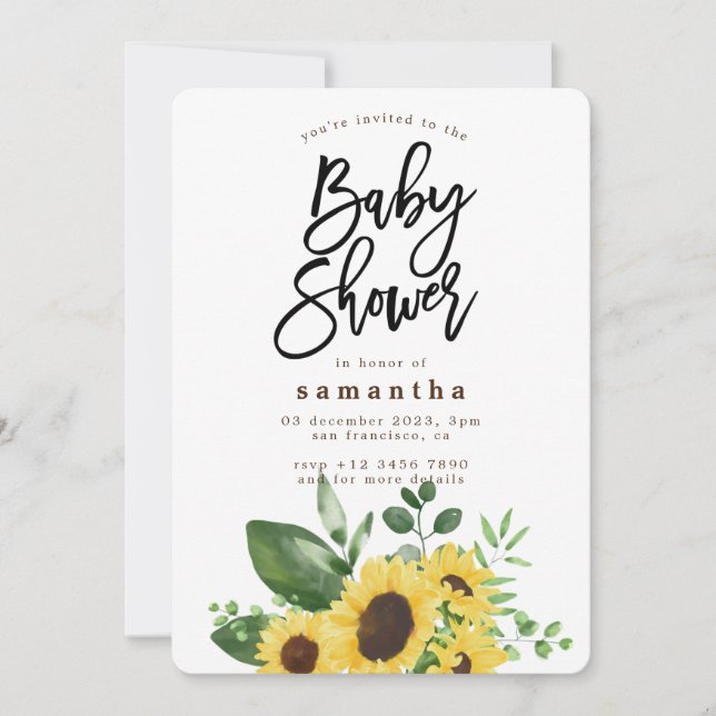 Invitación Baby Shower de girasol ruso bohemio (Anverso)