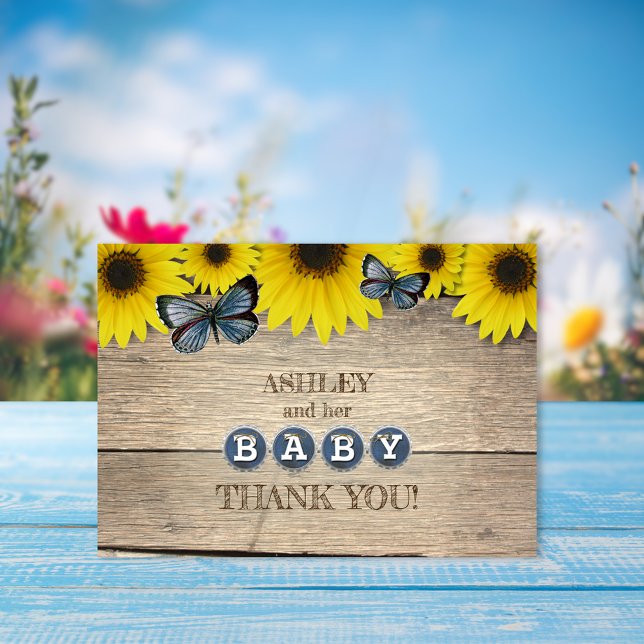 Invitación Baby Shower de girasol ruso gracias (Subido por el creador)