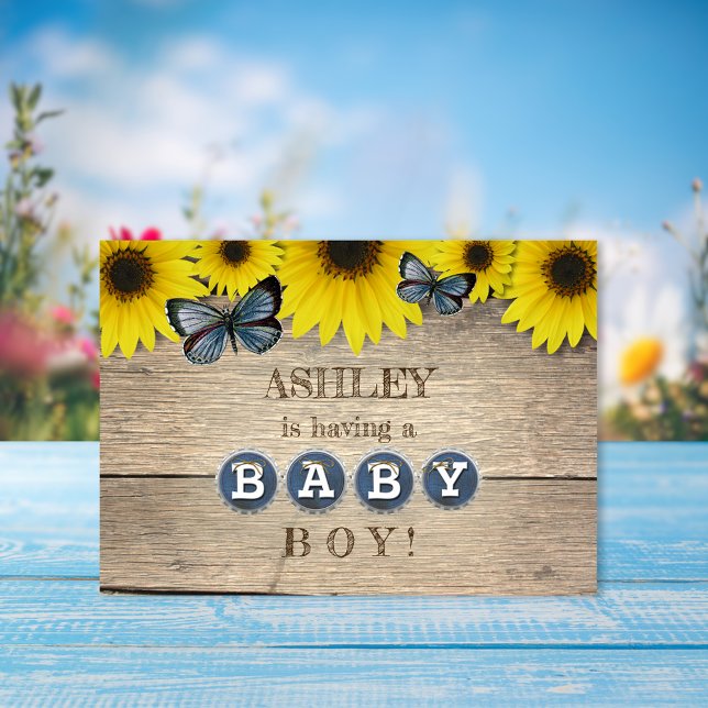 Invitación Baby Shower de girasol ruso | Niño (Subido por el creador)