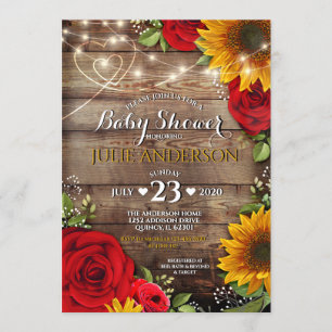 Invitación Baby Shower de girasol y ruso Rosa