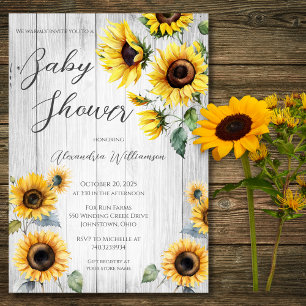 Invitación Baby Shower de girasoles rusos