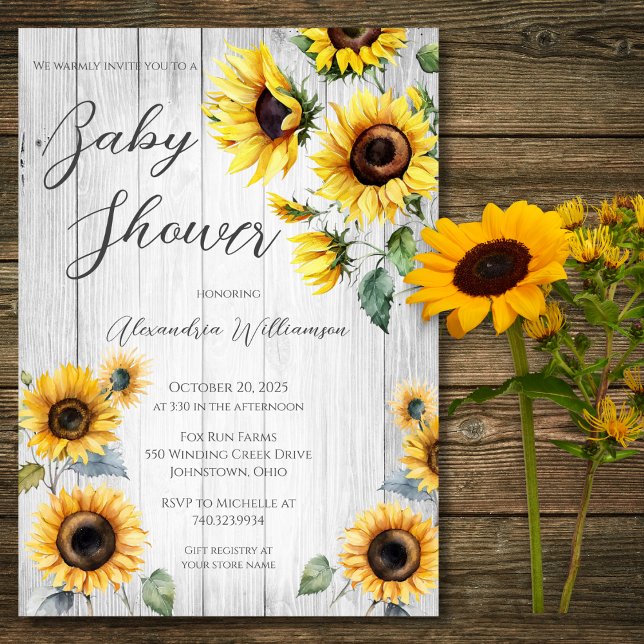 Invitación Baby Shower de girasoles rusos (Subido por el creador)