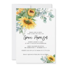 Baby Shower de girasoles rústicos de eucalipto y v