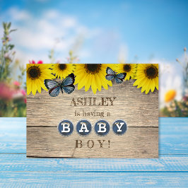 Invitación Baby Shower de Girasoles Rústicos | Niño