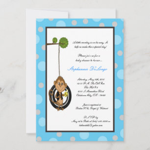 Invitación Baby Shower de giro de mono 5x7Jungle