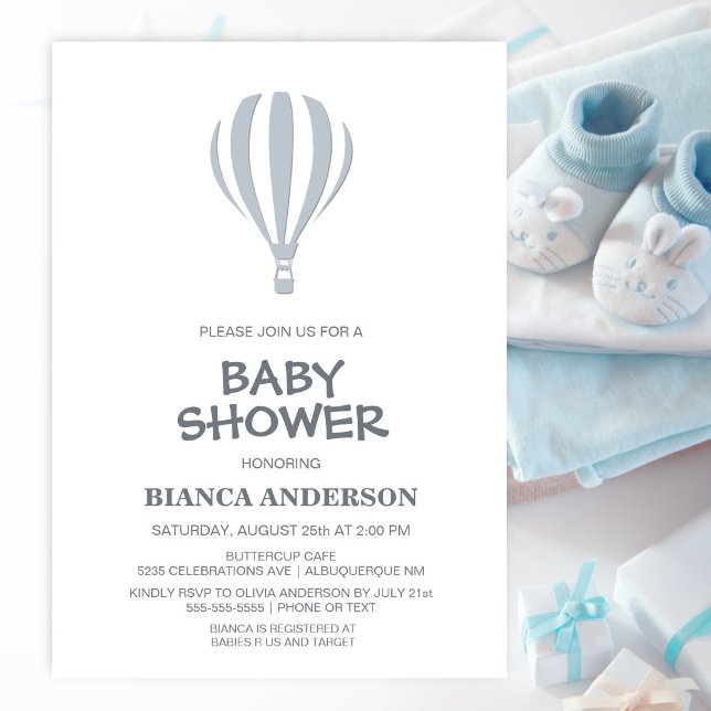 Invitación Baby Shower de globo aerodinámico simple (Subido por el creador)