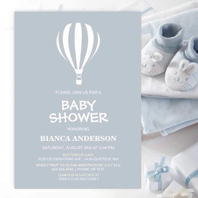 Invitación Baby Shower de globo aerodinámico simple (Subido por el creador)