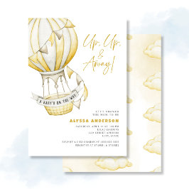 Invitación Baby Shower de globo aerostático amarillo