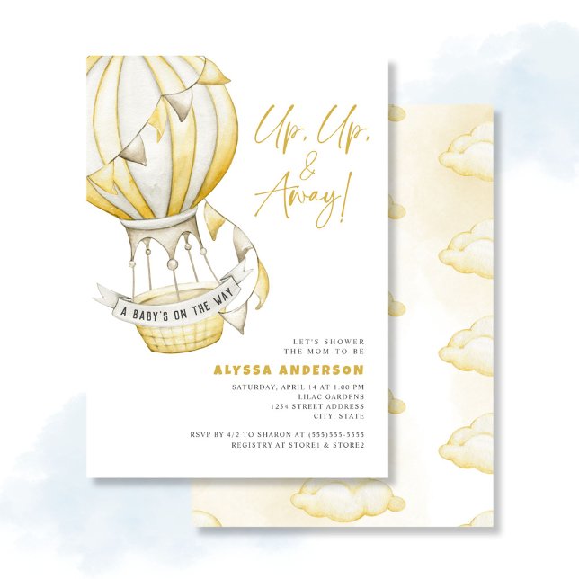 Invitación Baby Shower de globo aerostático amarillo (Subido por el creador)