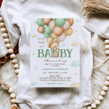 Baby Shower de globo aerostático Green Bear