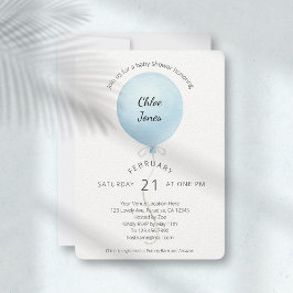 Invitación Baby Shower de globo azul moderno