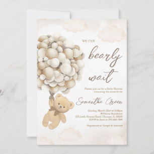 Invitación Baby Shower de globo Bear Brown