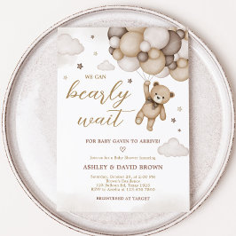 Invitación Baby Shower de globo Bear Brown