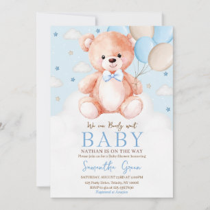 Invitación Baby Shower de globo Bear Brown