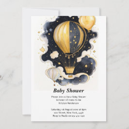 Invitación Baby Shower de globo celestial de aire caliente