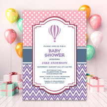 Baby Shower de globo de aire caliente a rayas mora