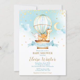 Invitación Baby Shower de globo de aire caliente de animales 