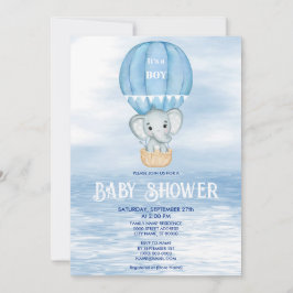 Invitación Baby Shower de globo de aire caliente de Elefante 