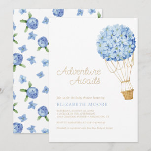 Invitación Baby Shower de globo de aire caliente floral