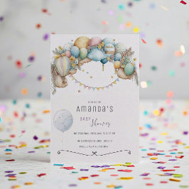 Invitación Baby Shower de globo de aire de arco iris acuático