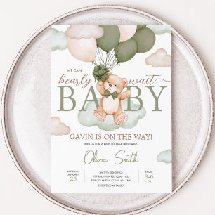 Invitación Baby Shower de globo de bebé verde